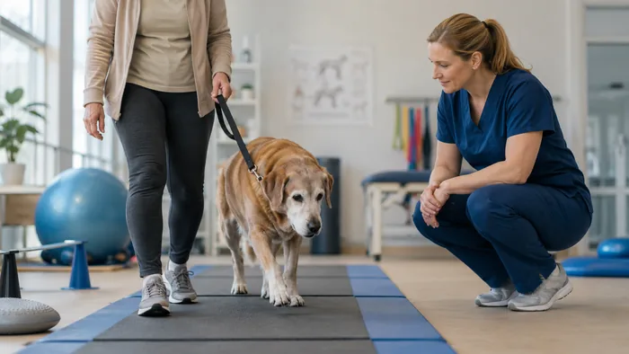 Senior dog during a rehabilitation session