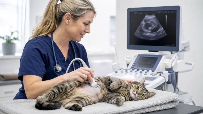 Gentle feline ultrasound examination