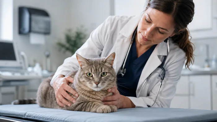 Calm cat during a veterinary examination