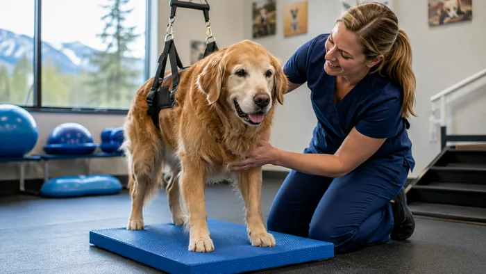 Golden retriever balance and mobility therapy